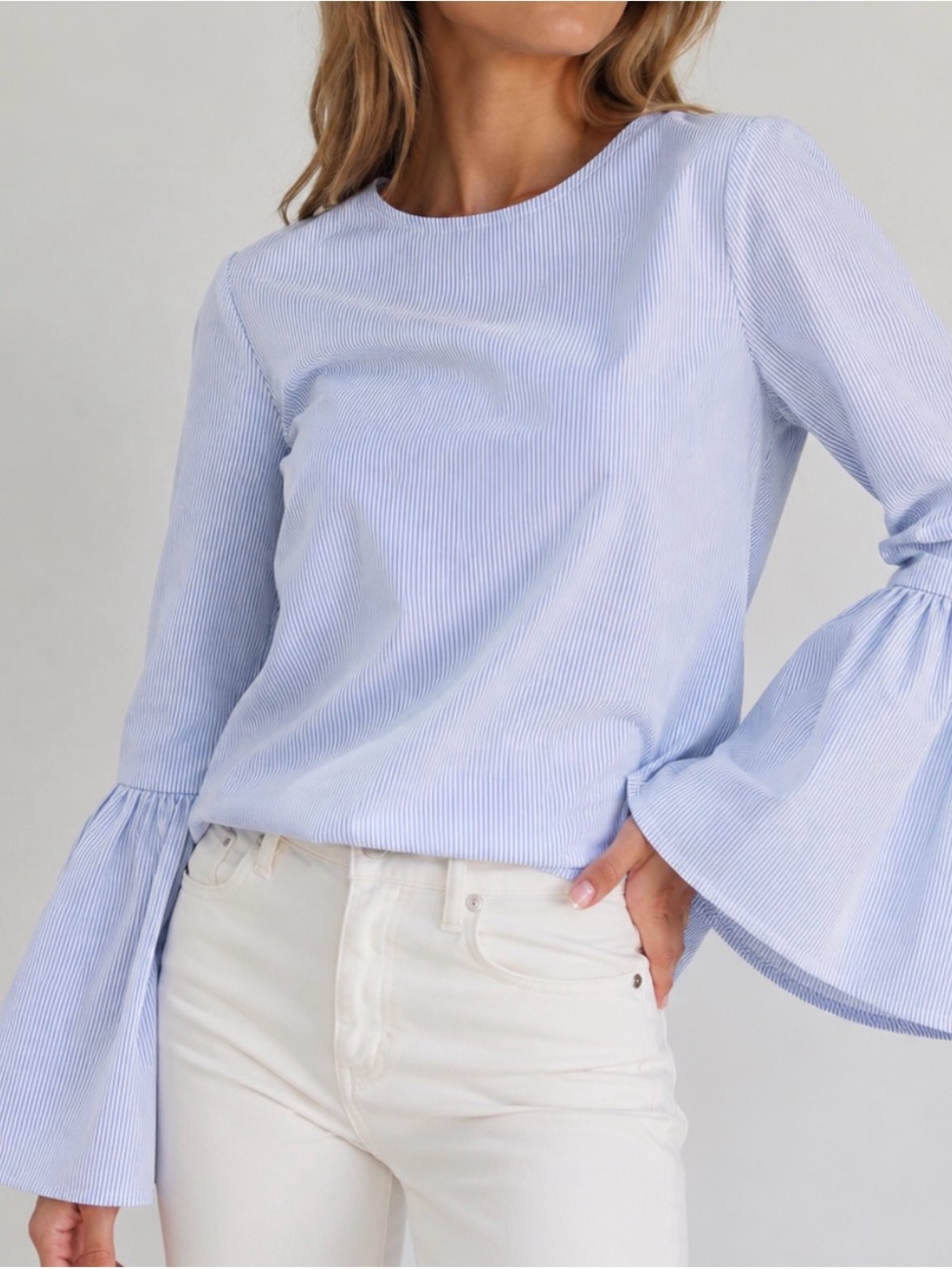 MLM Label Blue and White Pinstripe Blouse